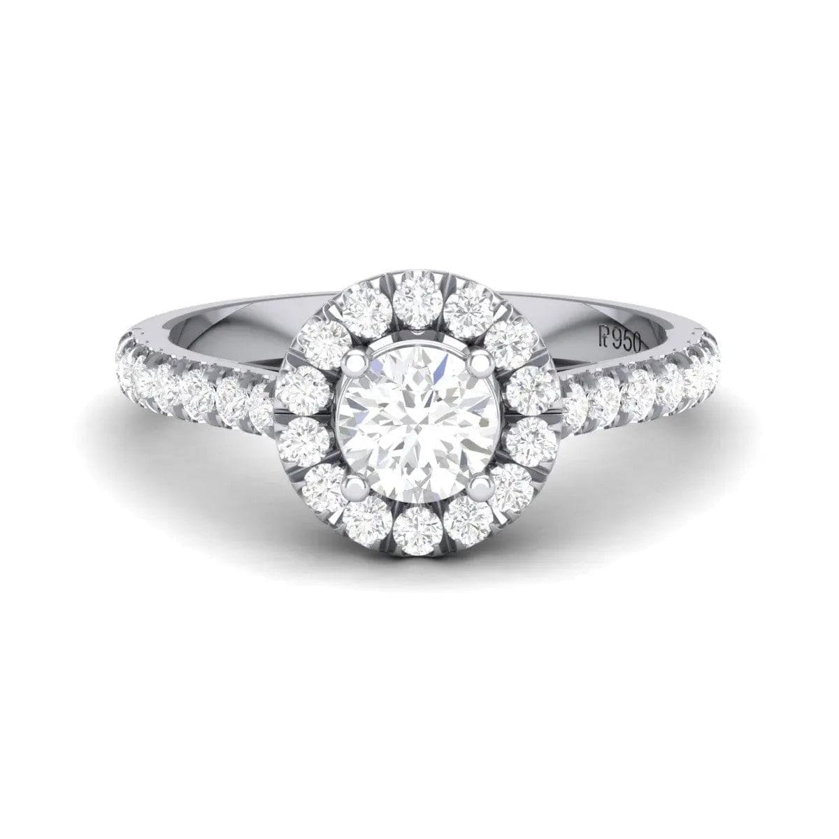 Jewelove™ Rings Platinum Solitaire Halo Engagement Setting with Diamond Shank JL PT 465-M