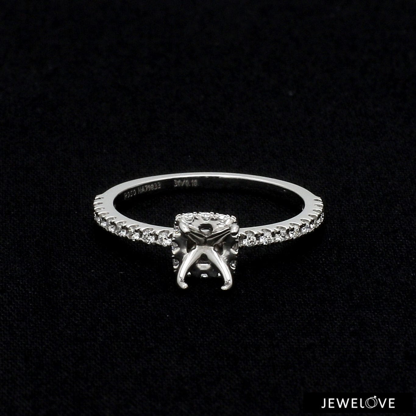 Jewelove™ Rings Platinum Solitaire Mounting with Diamond Shank Ring for Women JL PT 1266