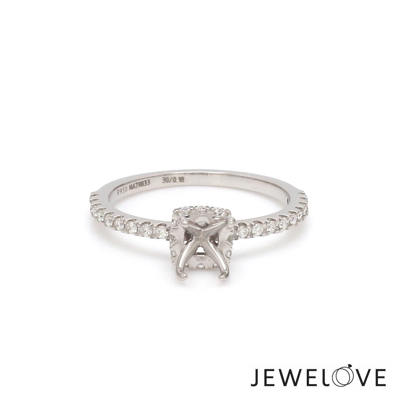 Jewelove™ Rings Platinum Solitaire Mounting with Diamond Shank Ring for Women JL PT 1266-Mounting