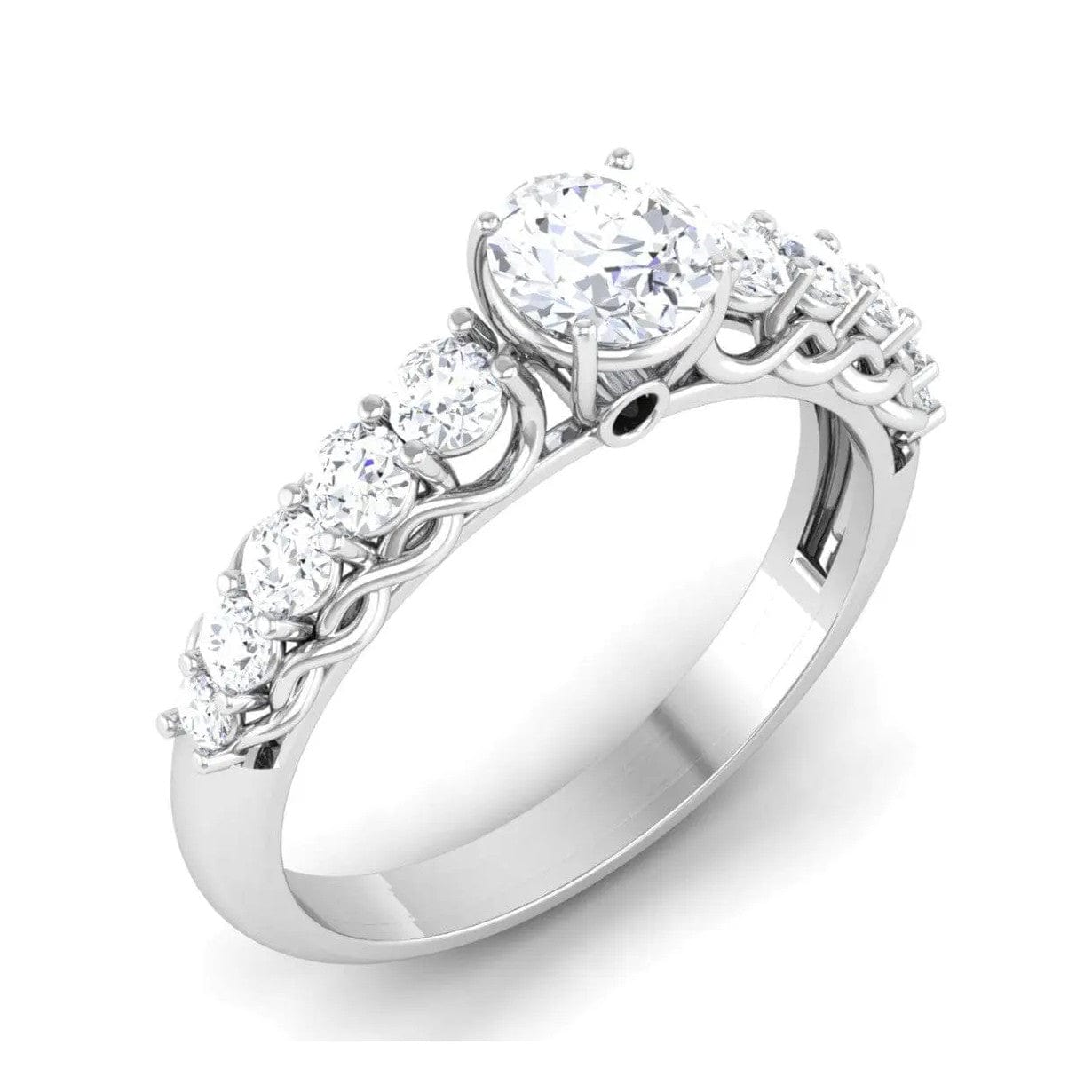 Jewelove™ Rings Platinum Solitaire Setting with 5-pointer Diamond Accents on Either Side JL PT 484-M