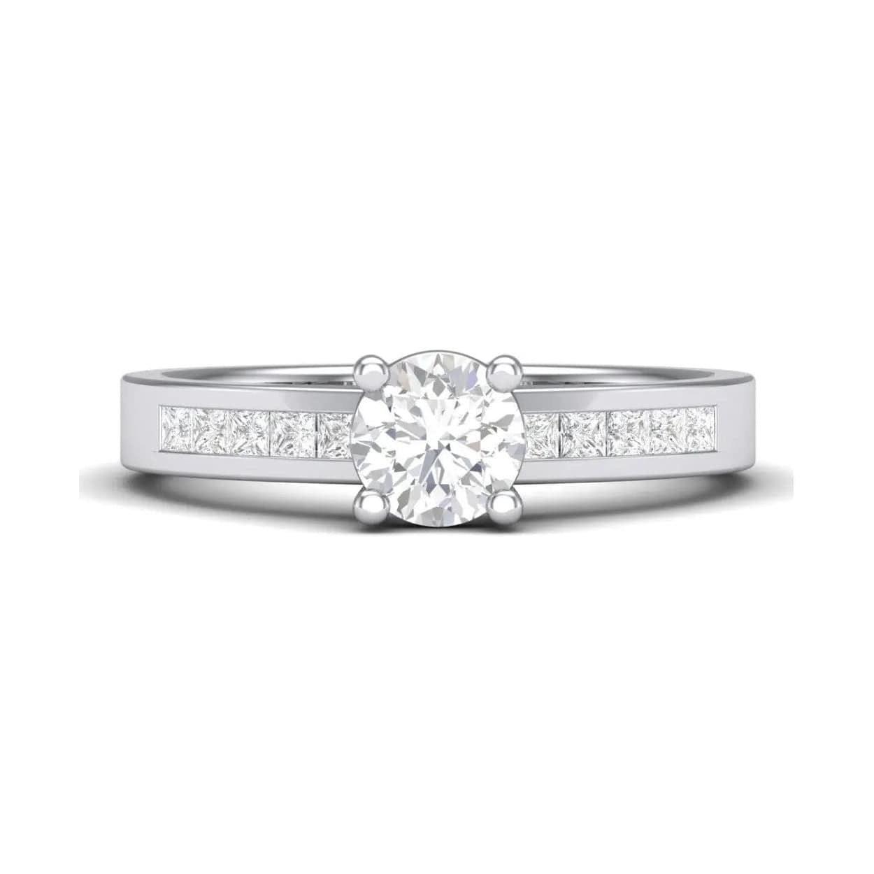 Jewelove™ Rings Women's Band only Platinum Solitaire Setting with Princess Cut Diamond Accents for Women JL PT 461-M