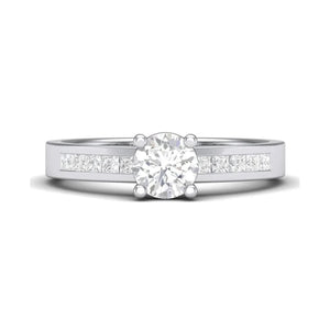 Jewelove™ Rings Women's Band only Platinum Solitaire Setting with Princess Cut Diamond Accents for Women JL PT 461-M