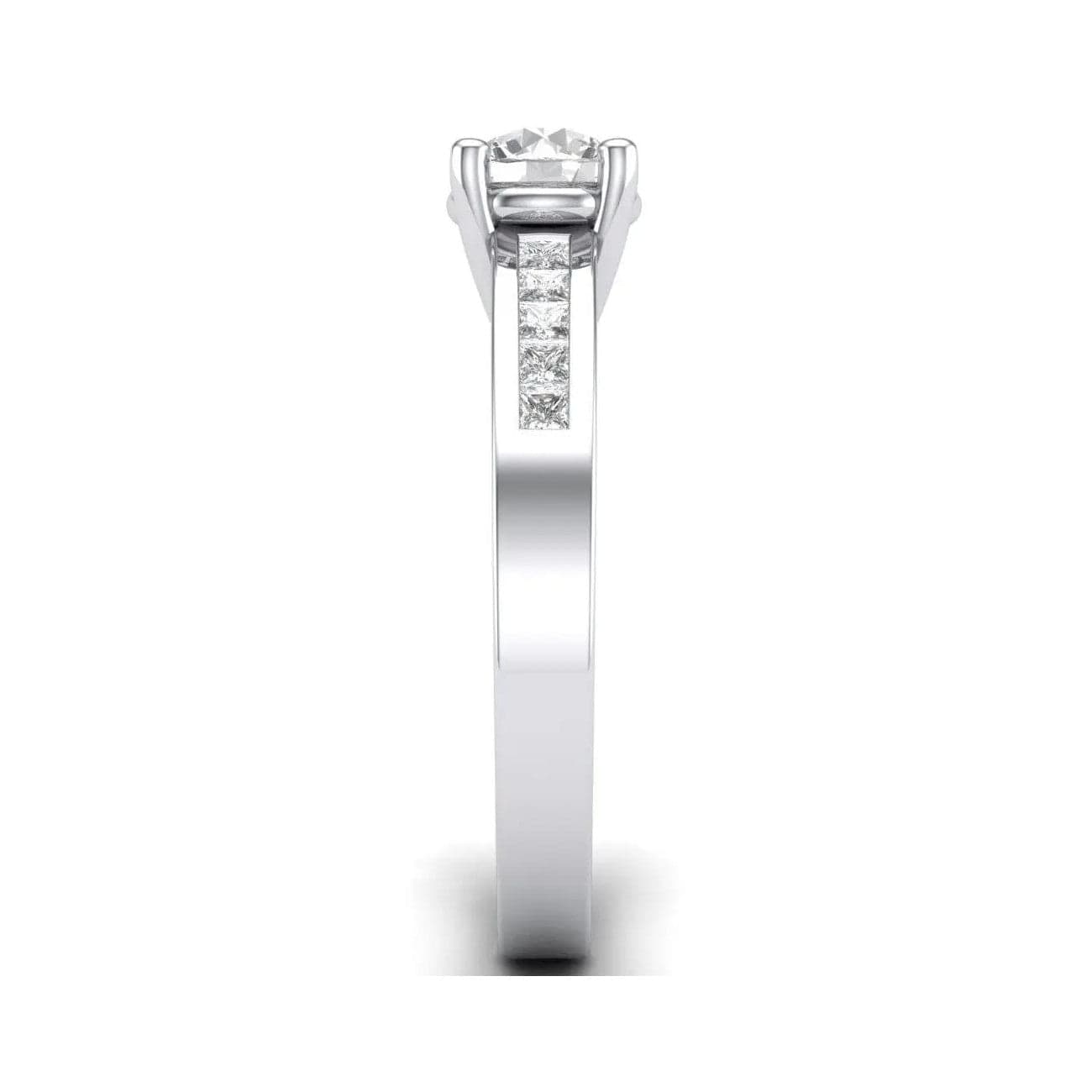 Jewelove™ Rings Women's Band only Platinum Solitaire Setting with Princess Cut Diamond Accents for Women JL PT 461-M