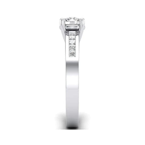 Jewelove™ Rings Women's Band only Platinum Solitaire Setting with Princess Cut Diamond Accents for Women JL PT 461-M