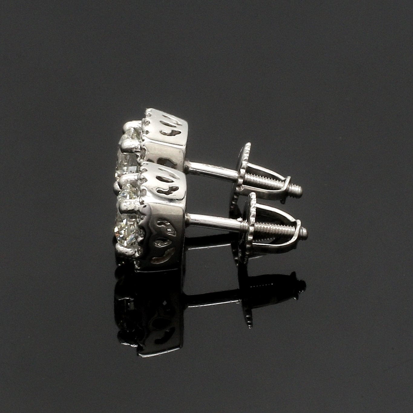 Jewelove™ Earrings Platinum Solitaire Square Halo Earrings JL PT E 325-A