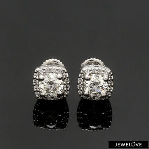 Jewelove™ Earrings Platinum Solitaire Square Halo Earrings JL PT E 325-A