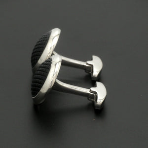 Jewelove™ Cufflinks Platinum Two Tone Cufflinks with Black Stone for Men JL PT C 02