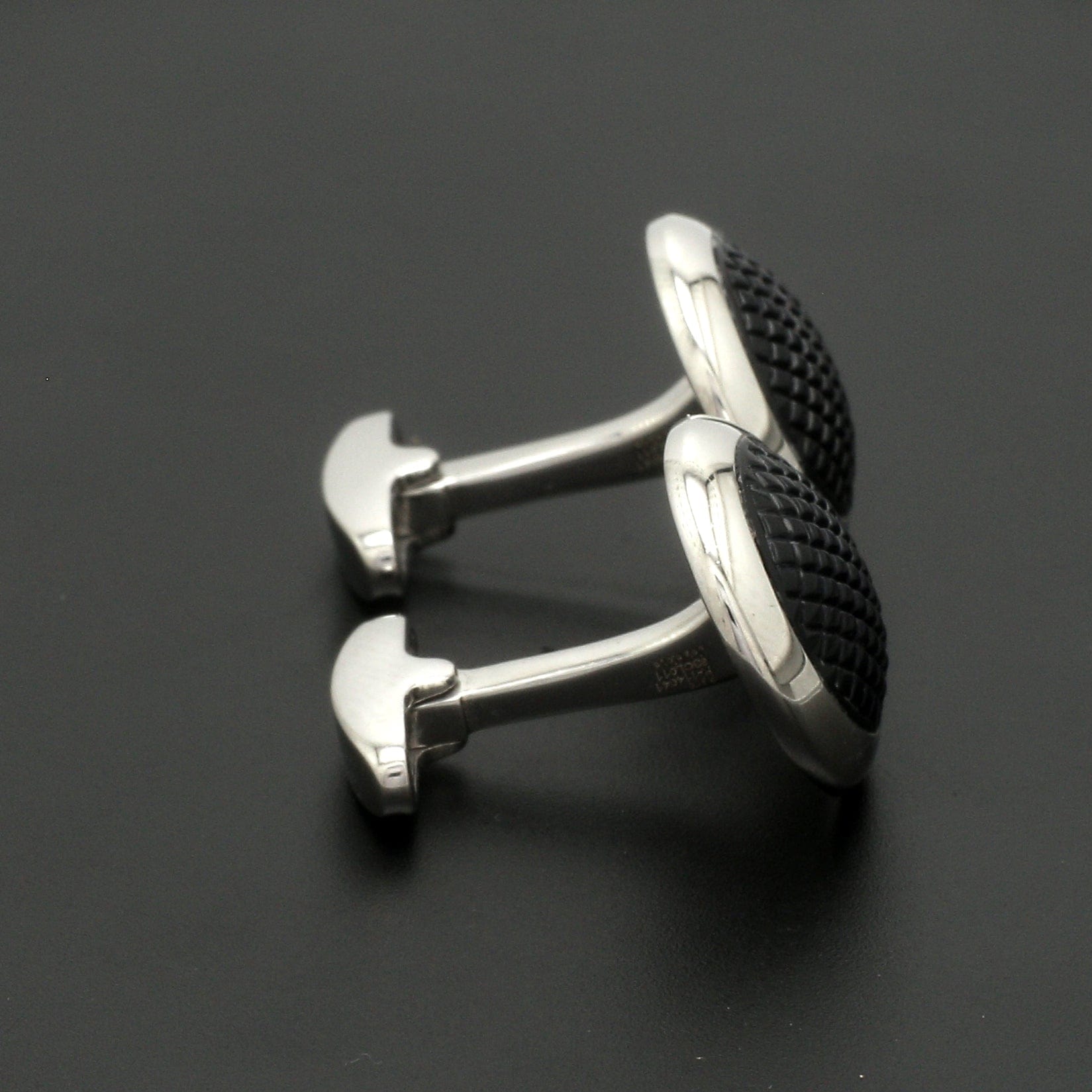 Jewelove™ Cufflinks Platinum Two Tone Cufflinks with Black Stone for Men JL PT C 02