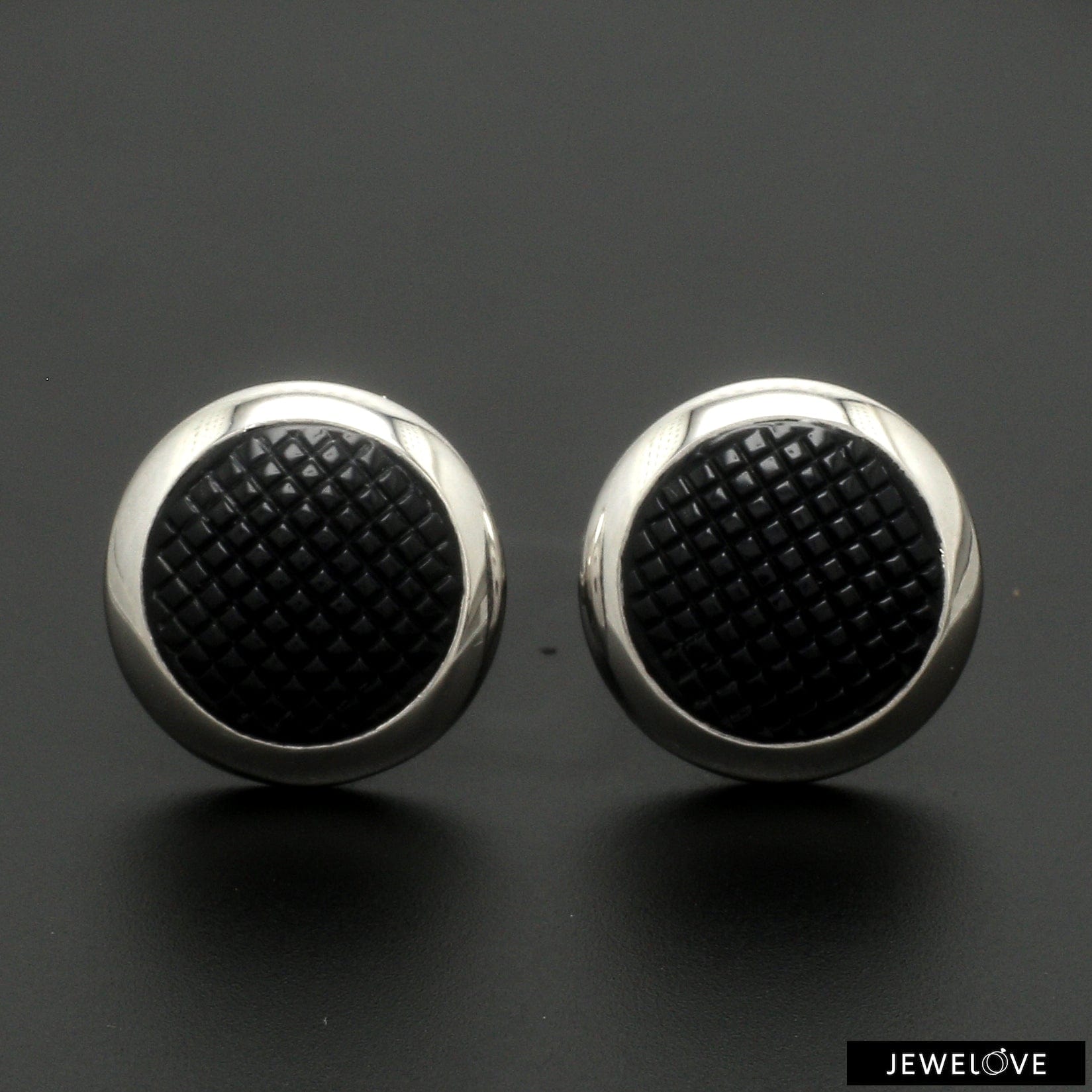 Jewelove™ Cufflinks Platinum Two Tone Cufflinks with Black Stone for Men JL PT C 02