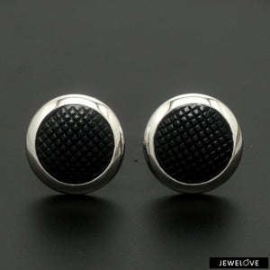 Jewelove™ Cufflinks Platinum Two Tone Cufflinks with Black Stone for Men JL PT C 02