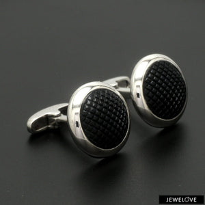 Jewelove™ Cufflinks Platinum Two Tone Cufflinks with Black Stone for Men JL PT C 02