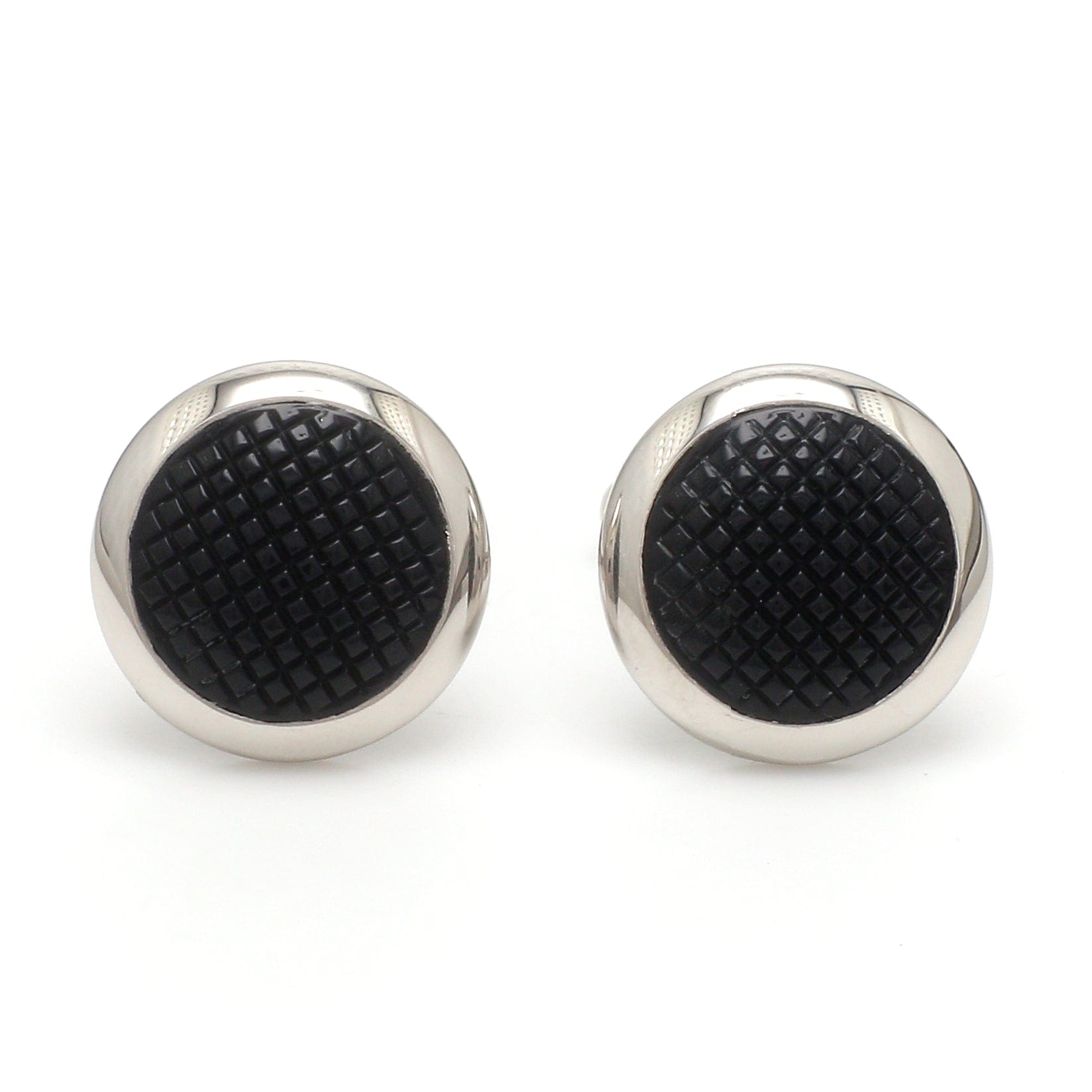 Jewelove™ Cufflinks Platinum Two Tone Cufflinks with Black Stone for Men JL PT C 02