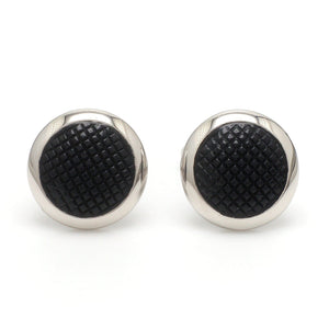 Jewelove™ Cufflinks Platinum Two Tone Cufflinks with Black Stone for Men JL PT C 02