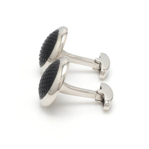 Jewelove™ Cufflinks Platinum Two Tone Cufflinks with Black Stone for Men JL PT C 02