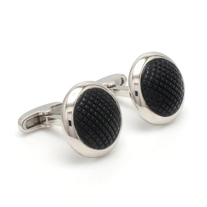 Jewelove™ Cufflinks Platinum Two Tone Cufflinks with Black Stone for Men JL PT C 02