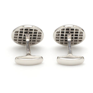 Jewelove™ Cufflinks Platinum Two Tone Cufflinks with Black Stone for Men JL PT C 02