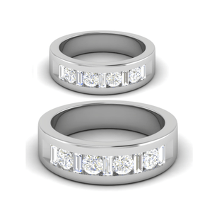 Jewelove™ Rings Platinum Unisex Baguette Ring with Diamonds JL PT MB RD 145