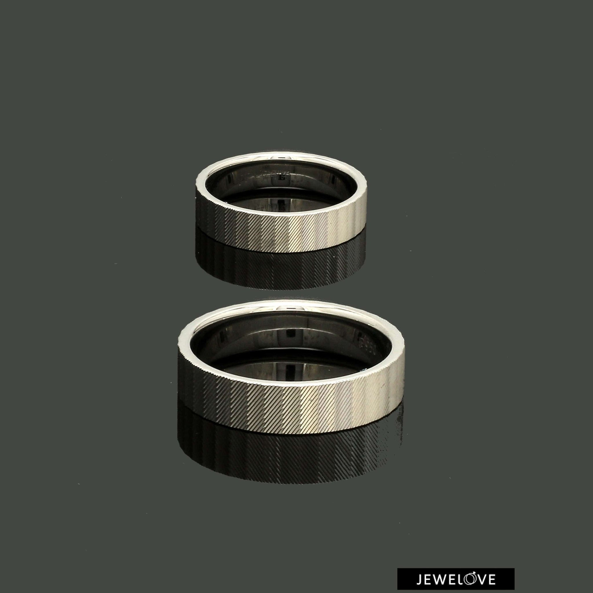 Jewelove™ Rings Platinum Unisex Couple Rings with Unique Texture JL PT 1333