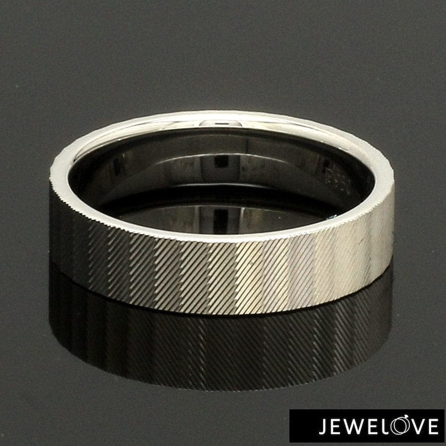 Jewelove™ Rings Men's Band only Platinum Unisex Couple Rings with Unique Texture JL PT 1333