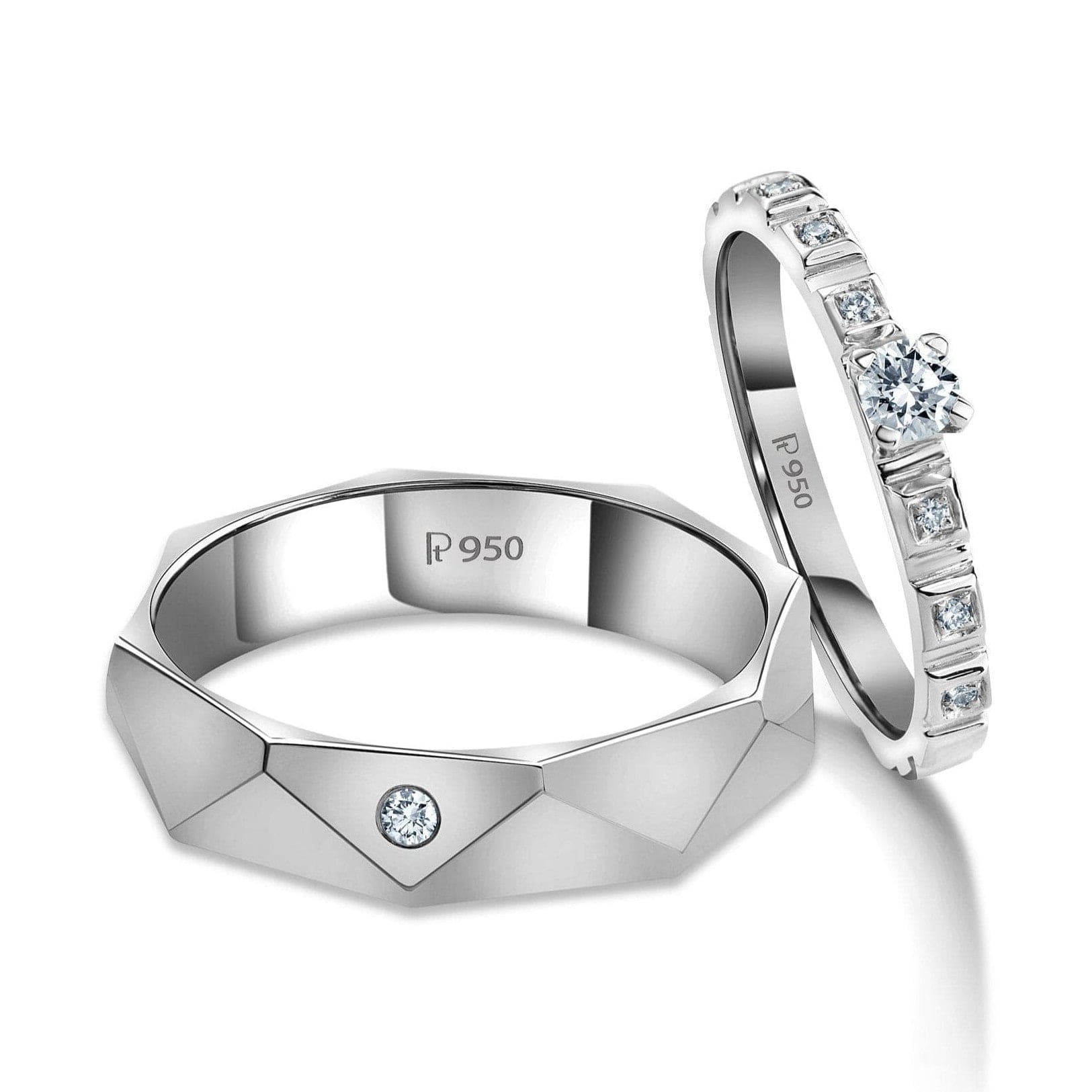 Jewelove™ Rings Poles Apart Designer Platinum Couple Rings with Diamonds JL PT 957