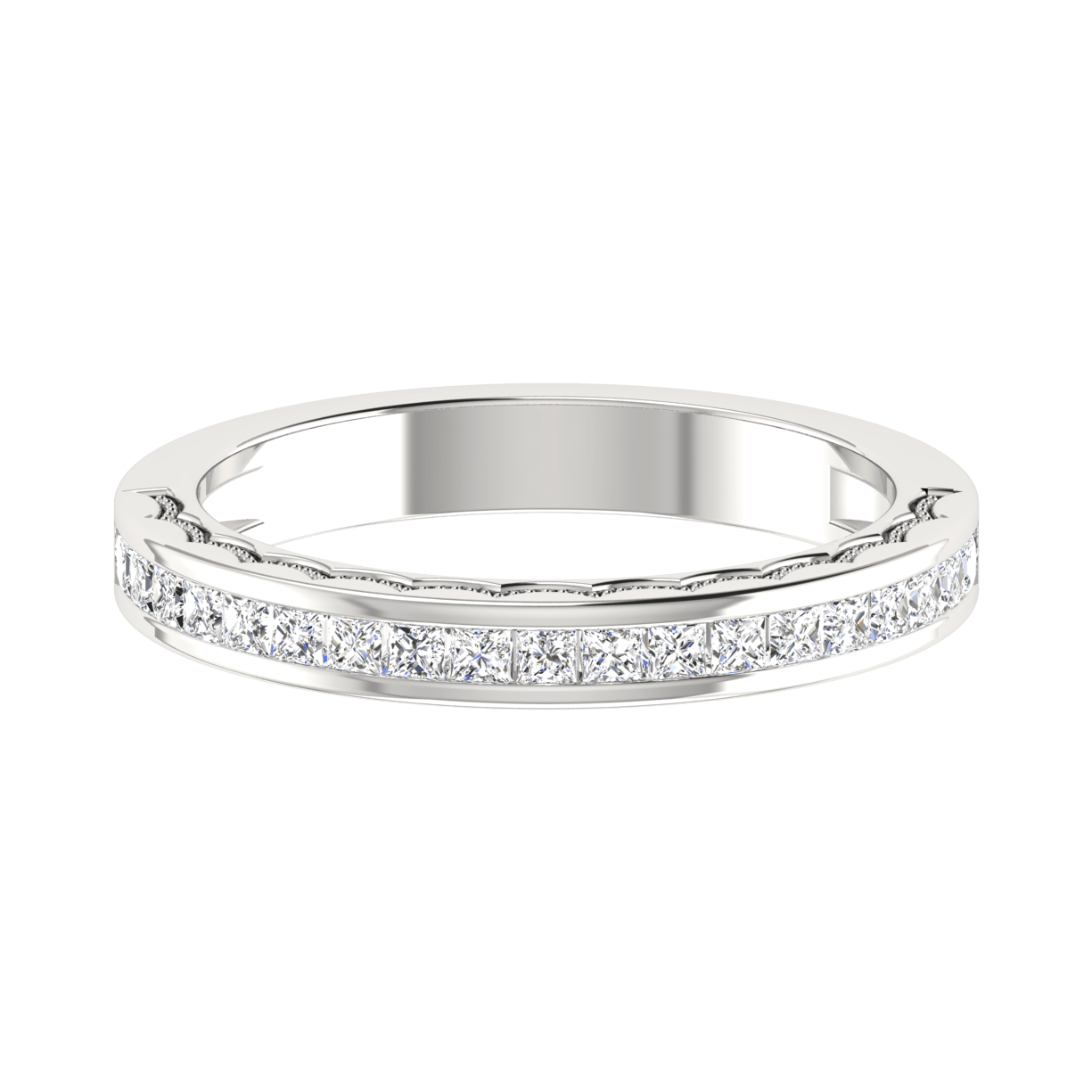 Jewelove™ Rings Princess Cut Half Eternity Platinum Wedding Ring JL PT 6764