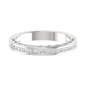 Jewelove™ Rings Princess Cut Half Eternity Platinum Wedding Ring JL PT 6764