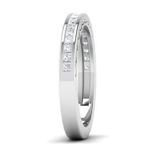 Jewelove™ Rings Princess Cut Half Eternity Platinum Wedding Ring JL PT 6764