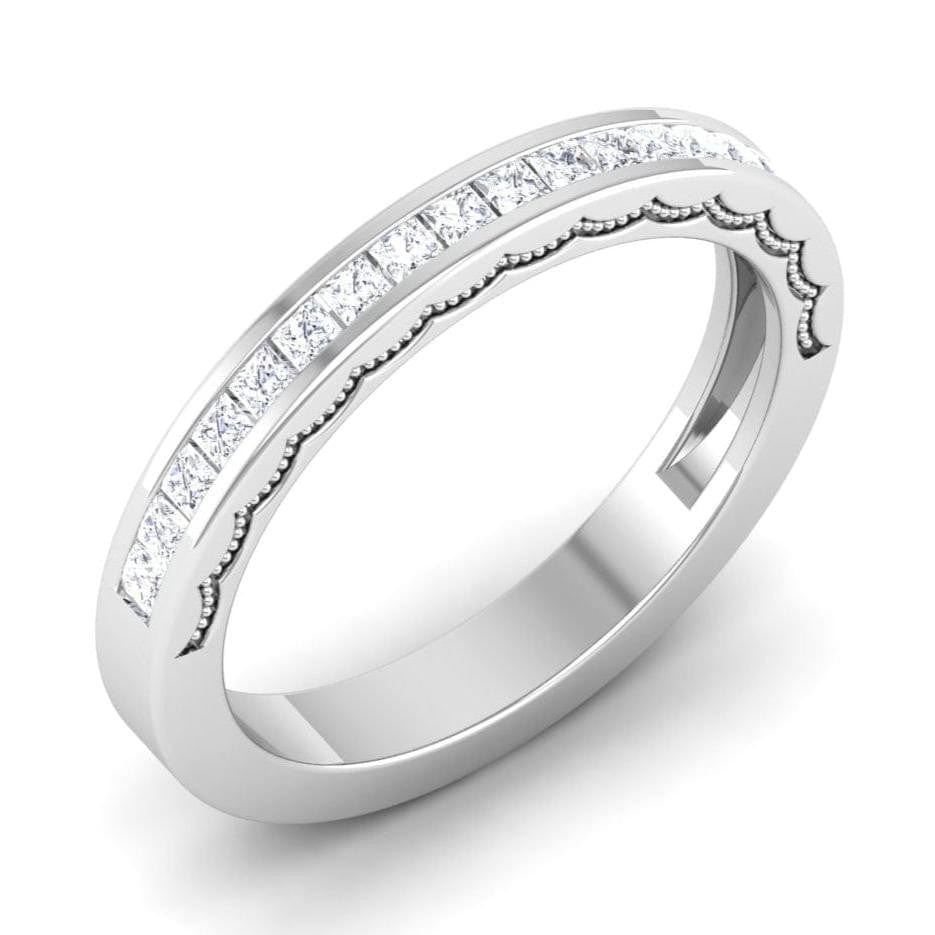 Jewelove™ Rings Princess Cut Half Eternity Platinum Wedding Ring JL PT 6764