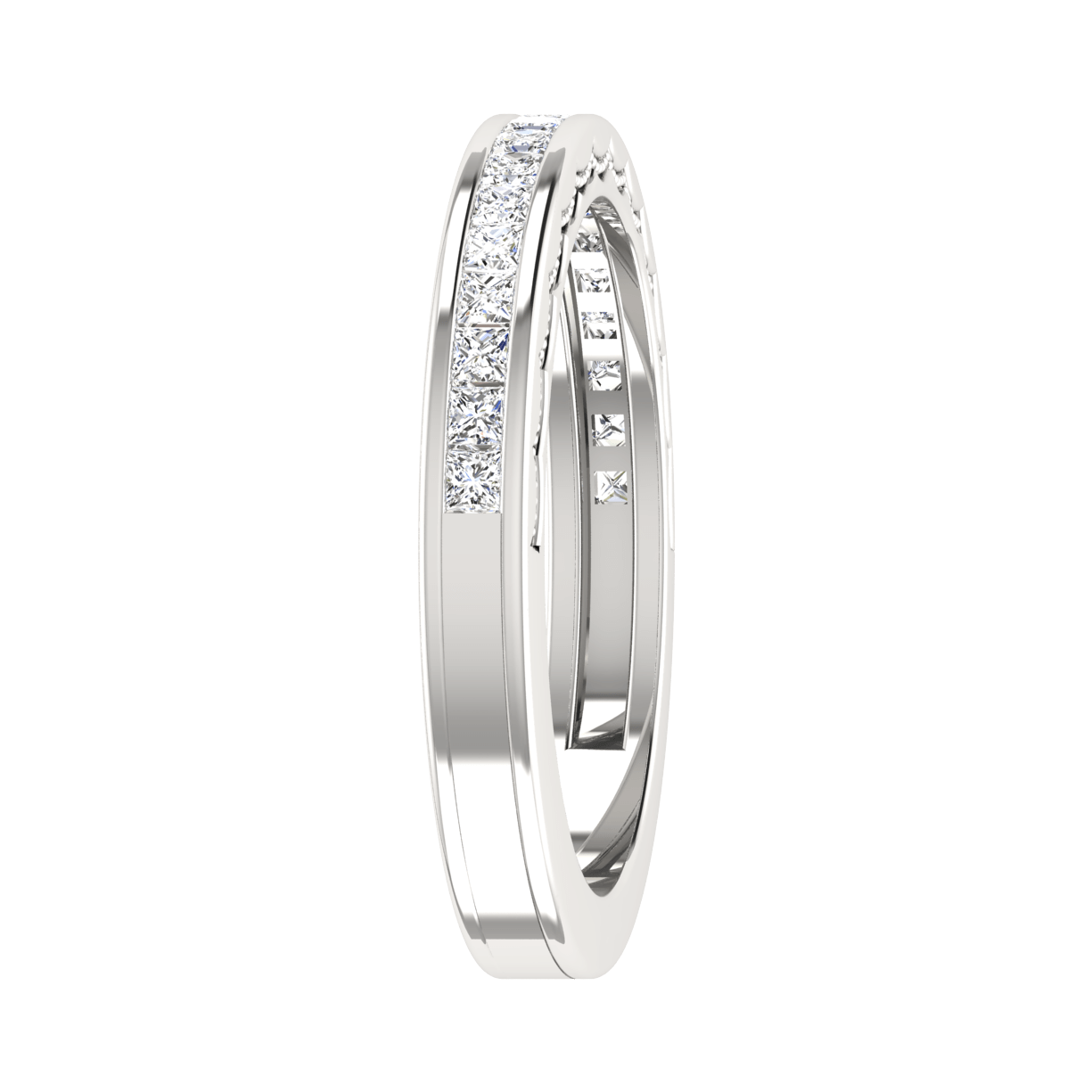 Jewelove™ Rings Princess Cut Half Eternity Platinum Wedding Ring JL PT 6764