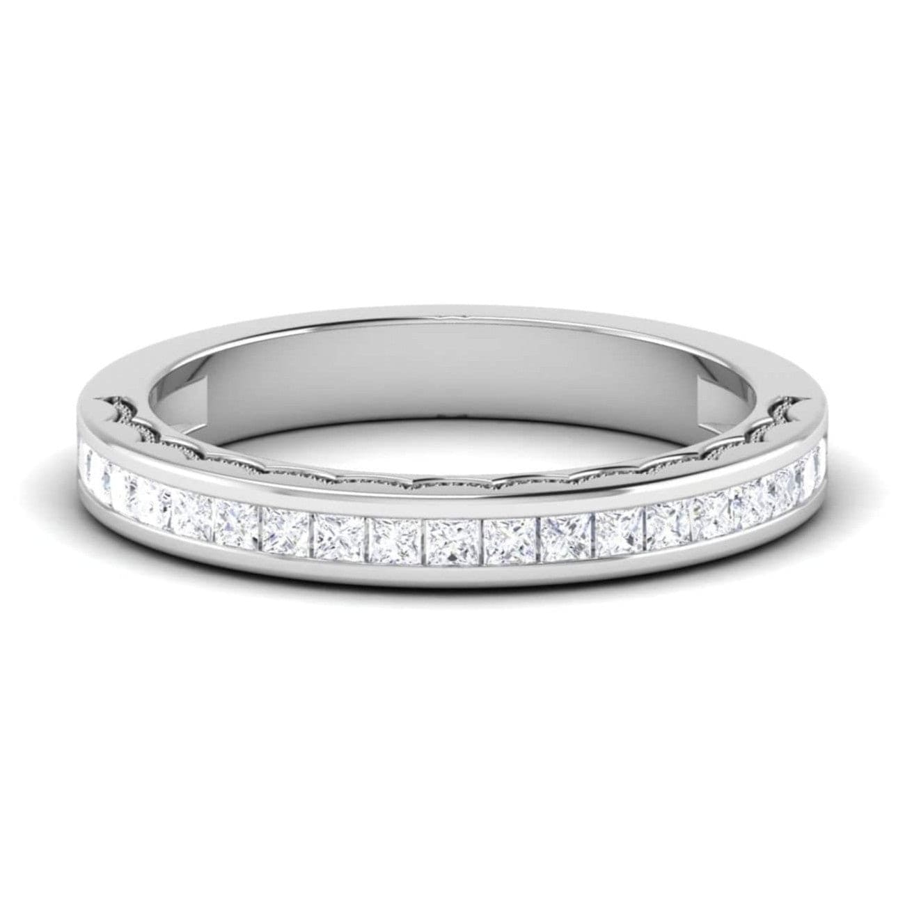 Jewelove™ Rings Princess Cut Half Eternity Platinum Wedding Ring JL PT 6764