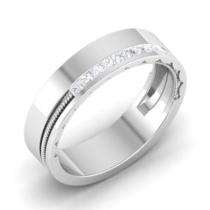 Jewelove™ Rings Princess Cut Platinum Wedding Band for Men JL PT 6747