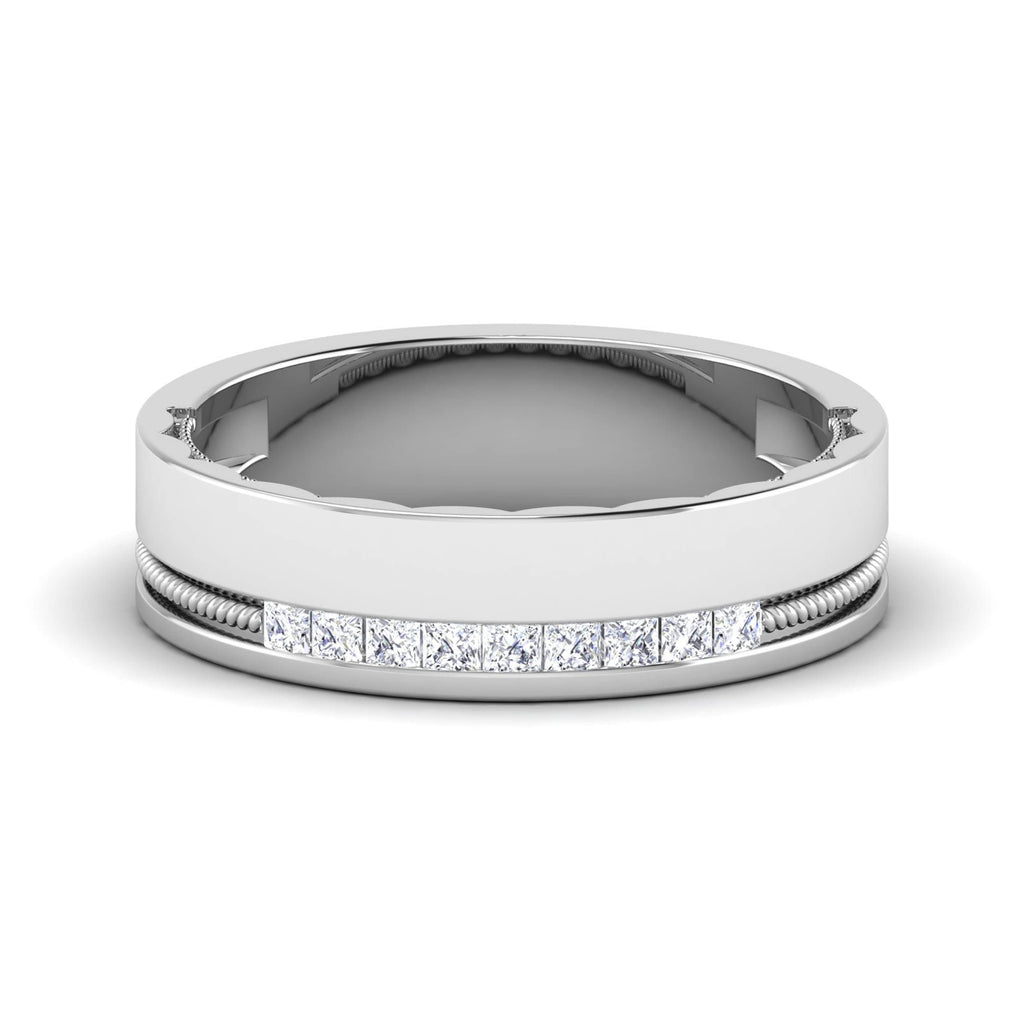 Jewelove™ Rings Princess Cut Platinum Wedding Band for Men JL PT 6747