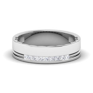 Jewelove™ Rings Princess Cut Platinum Wedding Band for Men JL PT 6747