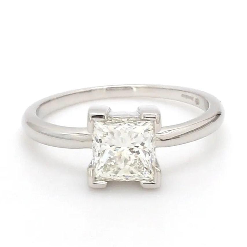 Jewelove™ Rings Women's Band only Princess Cut Solitaire Platinum Ring with 4 Prongs JL PT 440