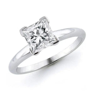 Jewelove™ Rings Women's Band only Princess Cut Solitaire Platinum Ring with 4 Prongs JL PT 440