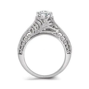 Jewelove™ Rings Women's Band only Ready to Ship - Ring Size 10.5, Platinum Solitaire Engagement Ring with Filigree JL PT 506