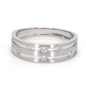 Jewelove™ Rings Ready to Ship - Ring Size 11 - Designer Platinum Ring with Grooves & Diamonds for Women JL PT 570