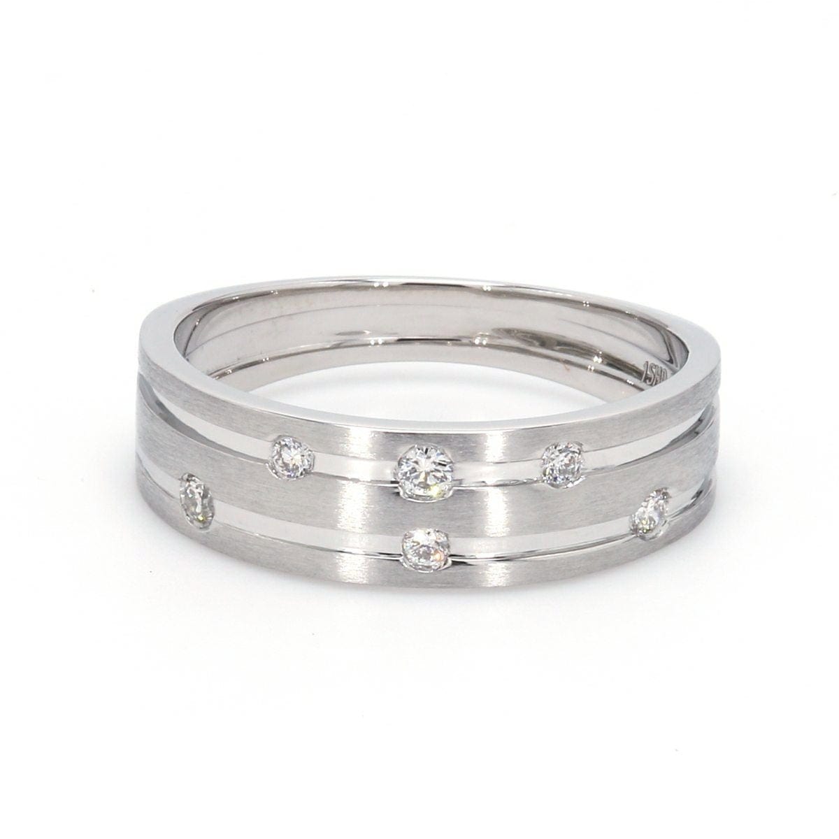 Jewelove™ Rings Ready to Ship - Ring Size 11 - Designer Platinum Ring with Grooves & Diamonds for Women JL PT 570