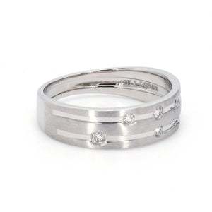 Jewelove™ Rings Ready to Ship - Ring Size 11 - Designer Platinum Ring with Grooves & Diamonds for Women JL PT 570