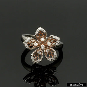 Jewelove™ Rings Ready to Ship - Ring Size 12 - Platinum Pink Flower with Diamonds Ring for Women JL PT 1311