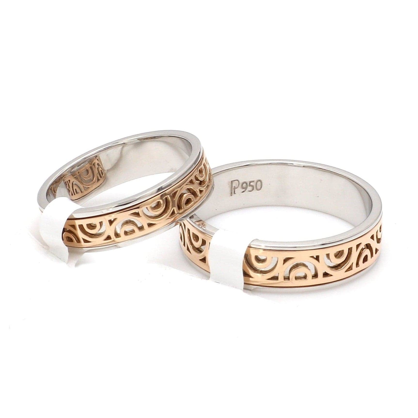 Jewelove™ Rings Ready to Ship - Ring Size 18 - Designer Platinum & Rose Gold Couple Rings JL PT 1115