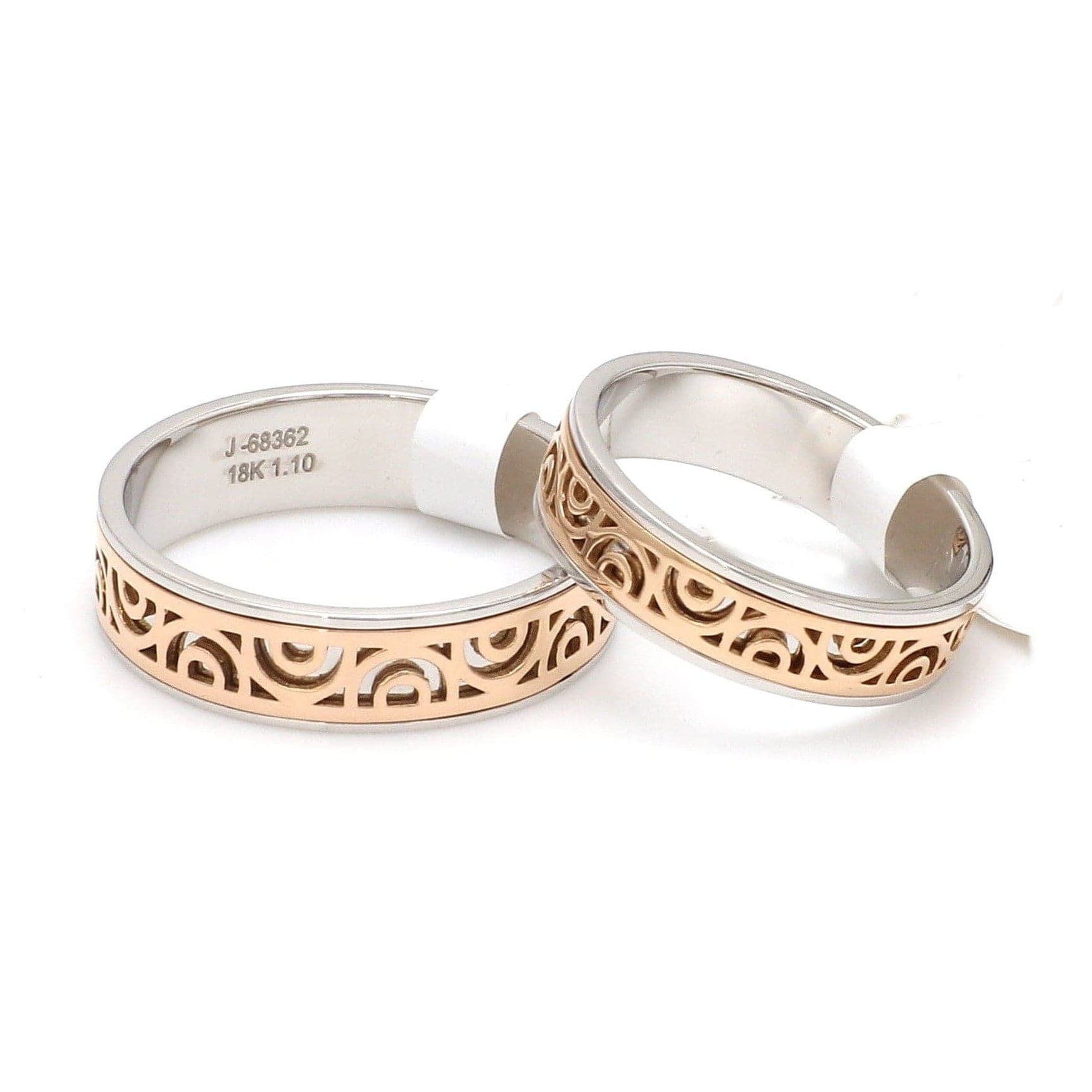 Jewelove™ Rings Both Ready to Ship - Ring Size 18 - Designer Platinum & Rose Gold Couple Rings JL PT 1115