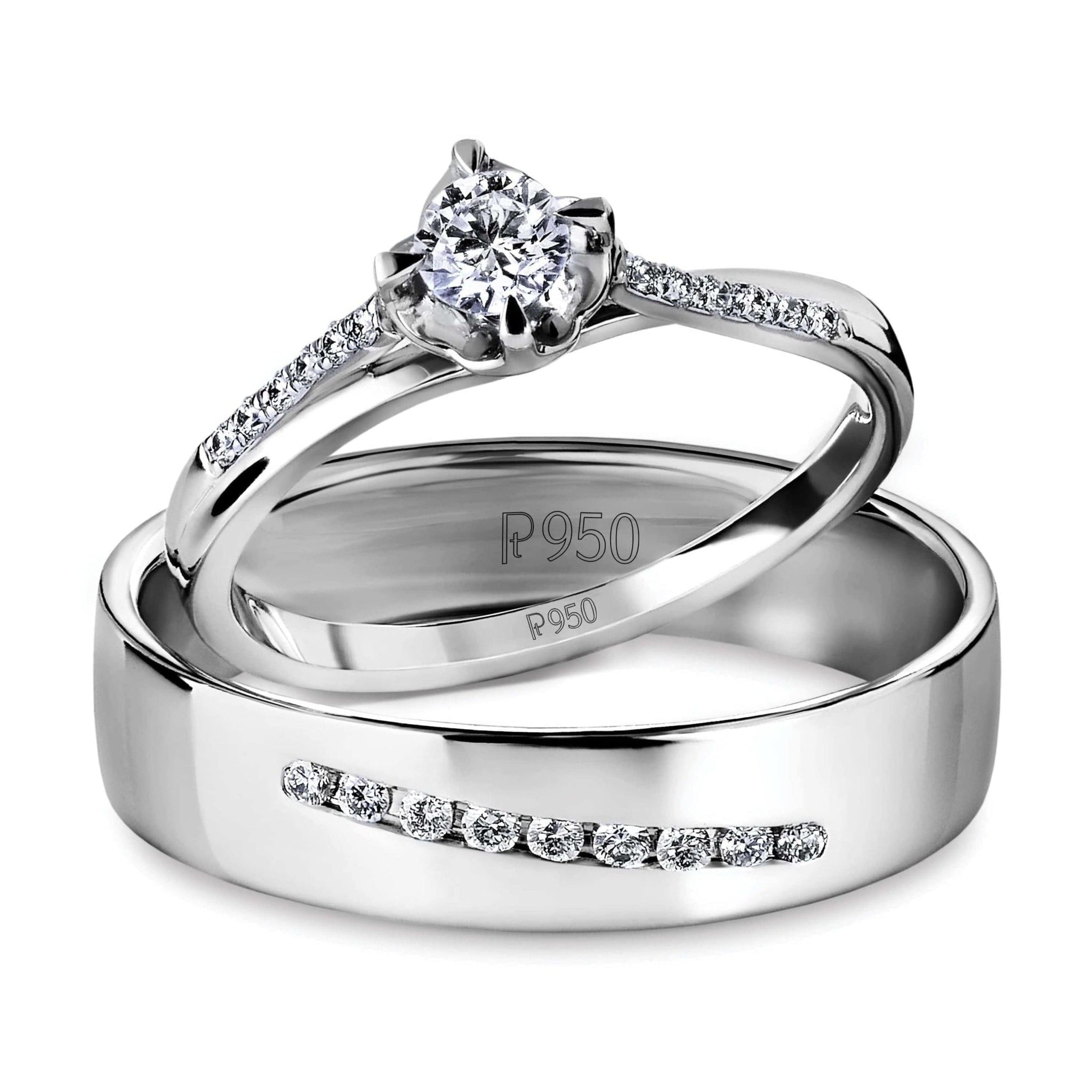 Jewelove™ Rings Ready to Ship - Ring Size 20 Designer Platinum Couple Rings with Diamonds JL PT 597