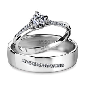 Jewelove™ Rings Ready to Ship - Ring Size 20 Designer Platinum Couple Rings with Diamonds JL PT 597