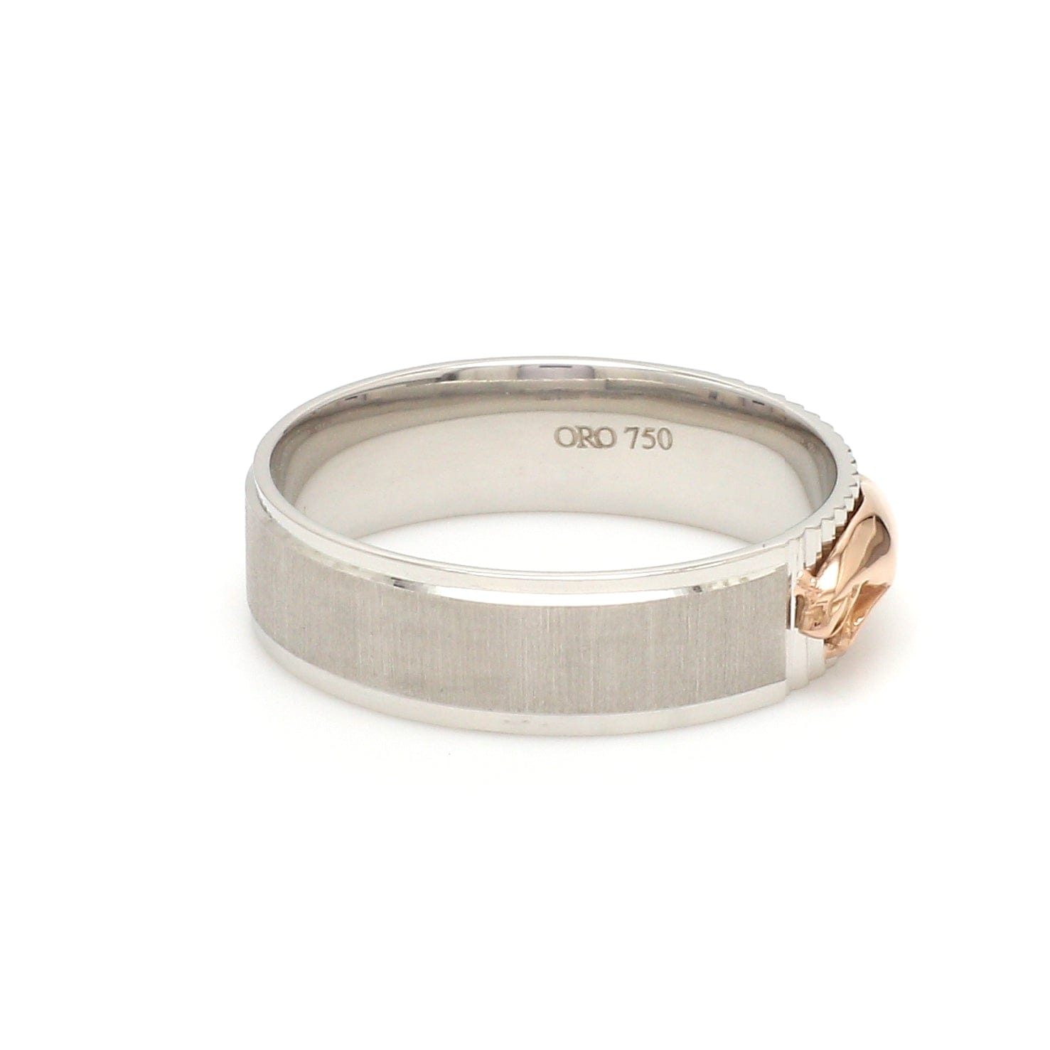 Jewelove™ Rings Men's Band only Ready to Ship - Ring Size 21 - Platinum Ring with Rose Gold Jaguar for Men JL PT 1308