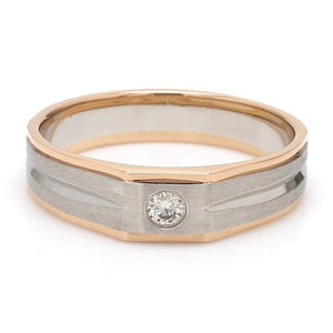 Jewelove™ Rings Men's Band only Ready to Ship - Ring Size 21, Platinum & Rose Gold Fusion Single Diamond Ring for Men JL PT 995