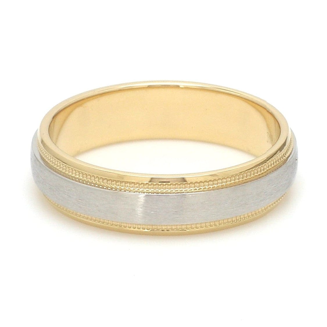 Jewelove™ Rings Ready to Ship - Ring Size 22, Platinum & Yellow Gold Ring for Men with Milgrain Edge JL PT 636