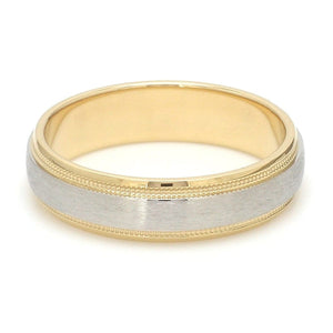 Jewelove™ Rings Ready to Ship - Ring Size 22, Platinum & Yellow Gold Ring for Men with Milgrain Edge JL PT 636