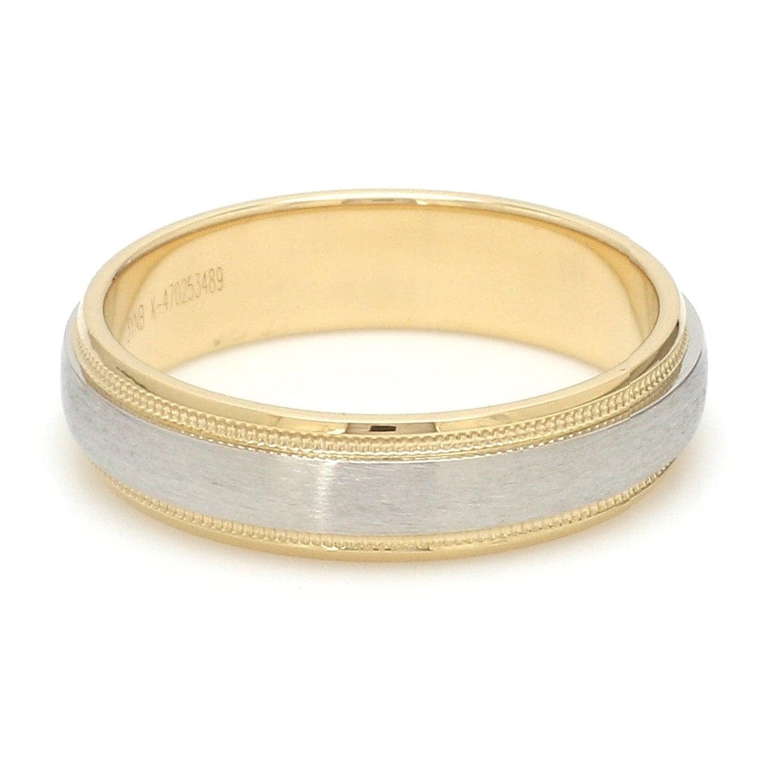 Jewelove™ Rings Ready to Ship - Ring Size 22, Platinum & Yellow Gold Ring for Men with Milgrain Edge JL PT 636