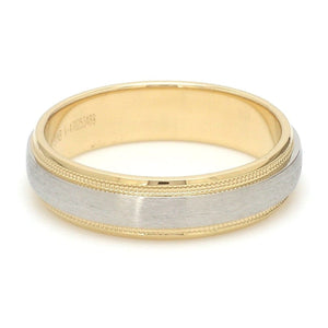 Jewelove™ Rings Ready to Ship - Ring Size 22, Platinum & Yellow Gold Ring for Men with Milgrain Edge JL PT 636